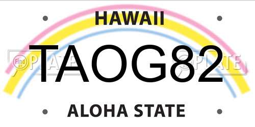 TAOG82 Hawaii License Plate