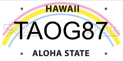 TAOG87 Hawaii License Plate