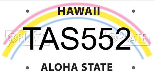 TAS552 Hawaii License Plate