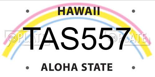 TAS557 Hawaii License Plate