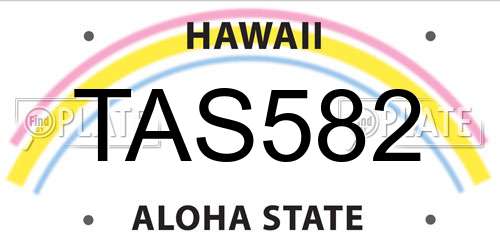 TAS582 Hawaii License Plate