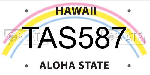 TAS587 Hawaii License Plate