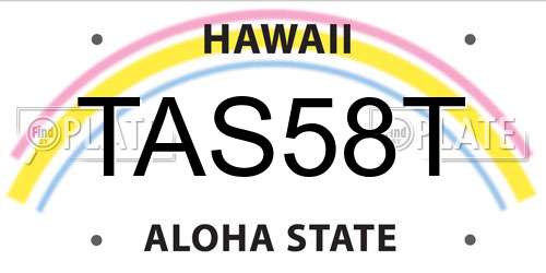 TAS58T Hawaii License Plate