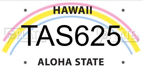 TAS625 Hawaii License Plate