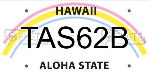 TAS62B Hawaii License Plate