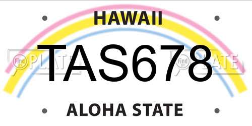 TAS678 Hawaii License Plate