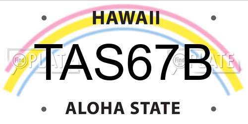 TAS67B Hawaii License Plate