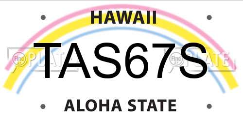 TAS67S Hawaii License Plate