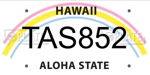 TAS852 Hawaii License Plate