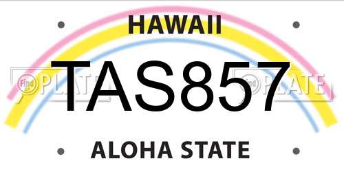 TAS857 Hawaii License Plate