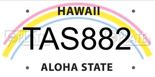 TAS882 Hawaii License Plate