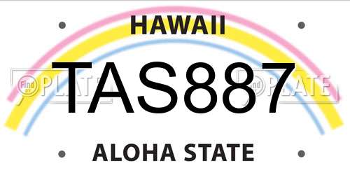 TAS887 Hawaii License Plate