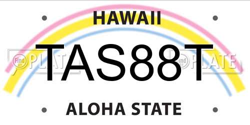 TAS88T Hawaii License Plate