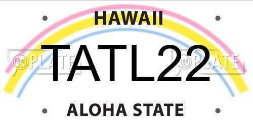 TATL22 Hawaii License Plate
