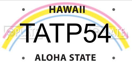 TATP54 Hawaii License Plate