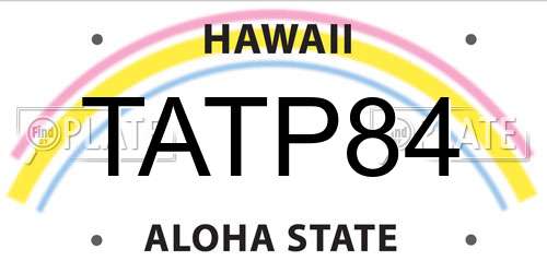 TATP84 Hawaii License Plate
