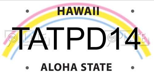 TATPD14 Hawaii License Plate
