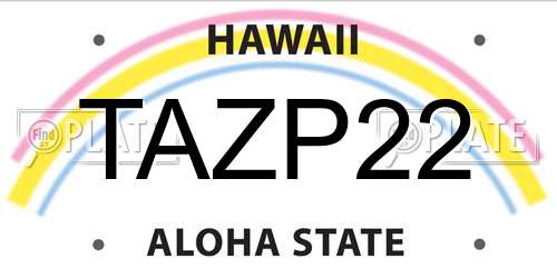 TAZP22 Hawaii License Plate