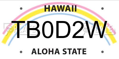 TB0D2W Hawaii License Plate