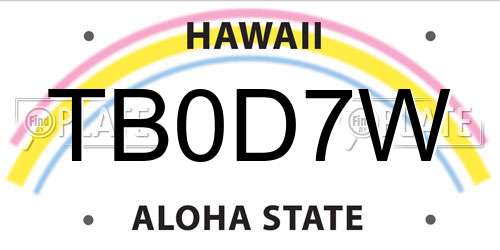 TB0D7W Hawaii License Plate