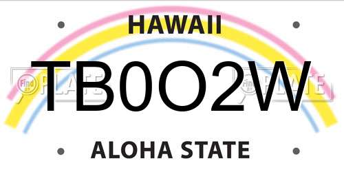 TB0O2W Hawaii License Plate