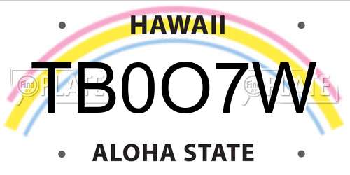 TB0O7W Hawaii License Plate
