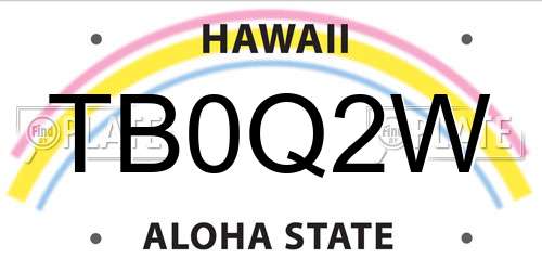 TB0Q2W Hawaii License Plate