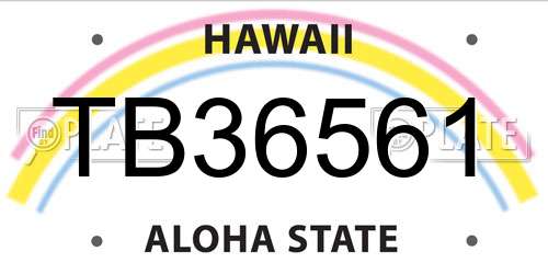 TB36561 Hawaii License Plate