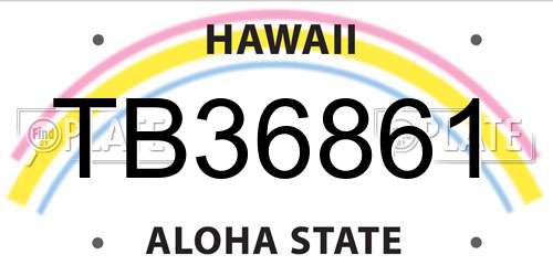 TB36861 Hawaii License Plate