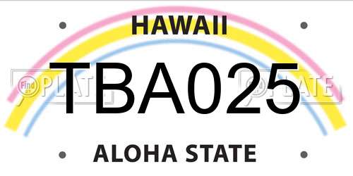 TBA025 Hawaii License Plate