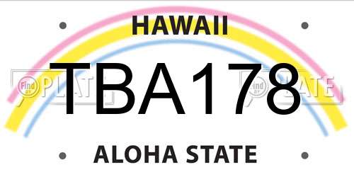 TBA178 Hawaii License Plate