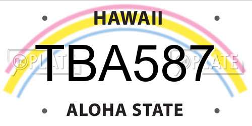 TBA587 Hawaii License Plate