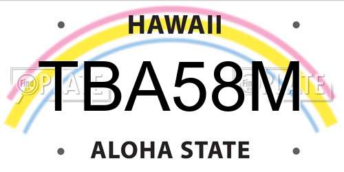 TBA58M Hawaii License Plate