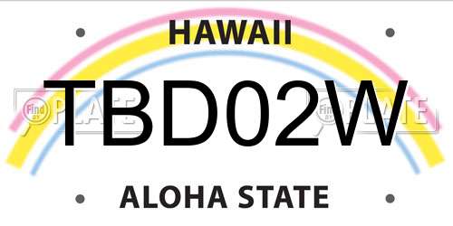 TBD02W Hawaii License Plate