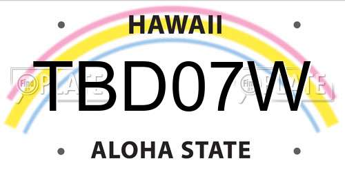 TBD07W Hawaii License Plate