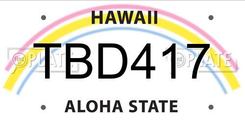 TBD417 Hawaii License Plate