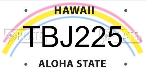 TBJ225 Hawaii License Plate