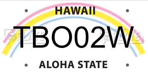 TBO02W Hawaii License Plate