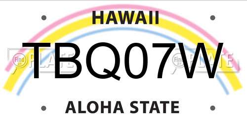 TBQ07W Hawaii License Plate