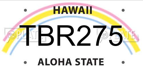TBR275 Hawaii License Plate