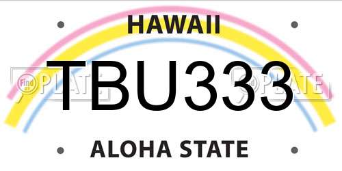 TBU333 Hawaii License Plate