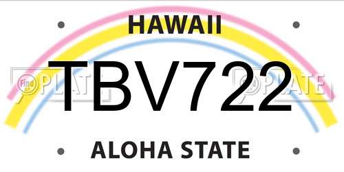 TBV722 Hawaii License Plate