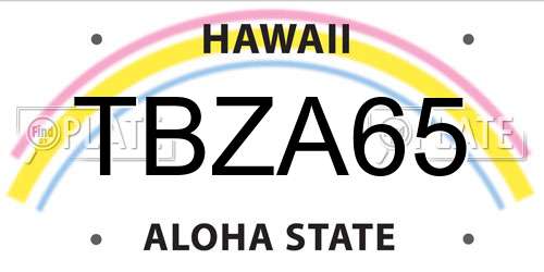 TBZA65 Hawaii License Plate