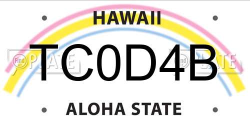 TC0D4B Hawaii License Plate