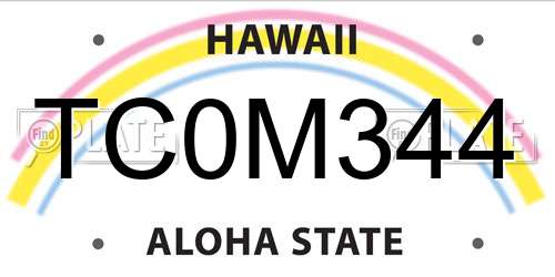 TC0M344 Hawaii License Plate