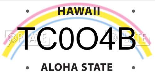 TC0O4B Hawaii License Plate