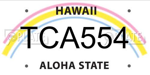 TCA554 Hawaii License Plate