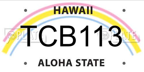TCB113 Hawaii License Plate
