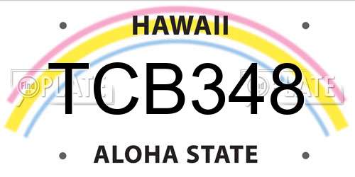 TCB348 Hawaii License Plate