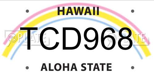 TCD968 Hawaii License Plate